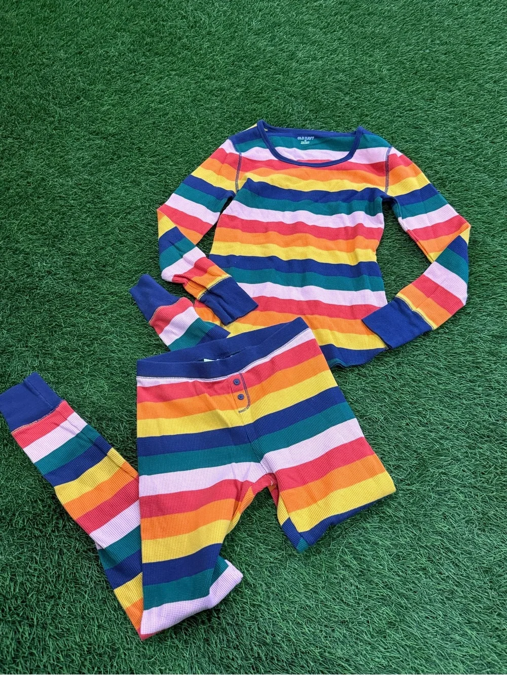 Old Navy Long John Fitted Pajamas - Rainbow Stripe
